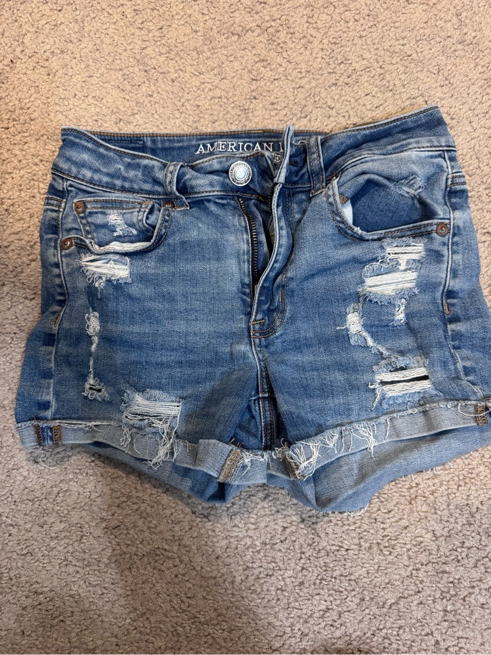 American Eagle Outfitters Ripped Light Blue Denim Jean Shorts